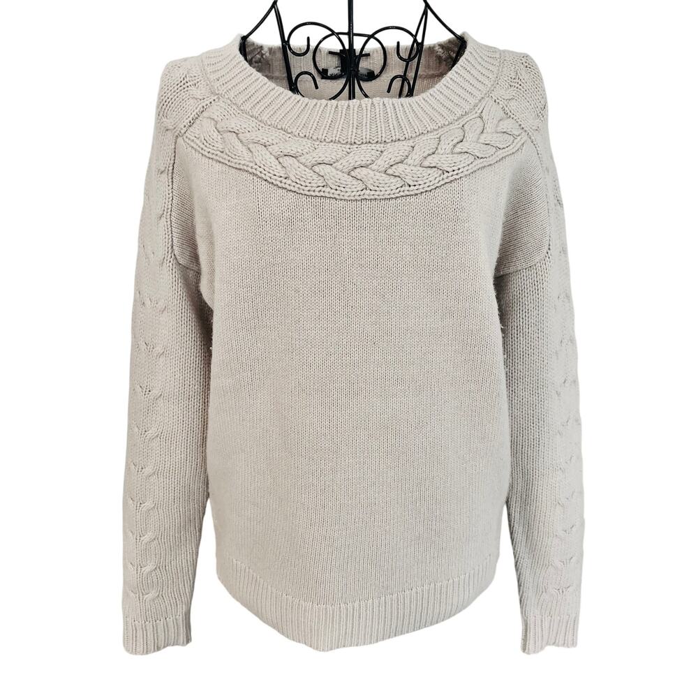 Ann Taylor Cashmere Wool Blend Cable Twist Knit Sweater Pullover Long Sleeve